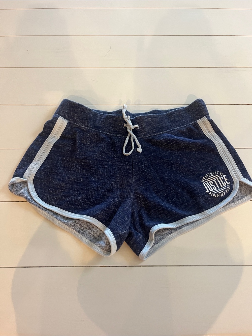 Justice Navy Athletic Shorts with Light Gray Trim